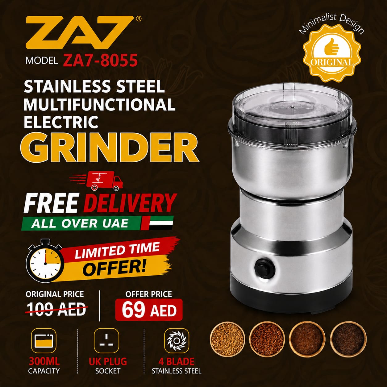 ZA7 Stainless Steel Electric Grinder | (Limited Time Offer) | 37% OFF
