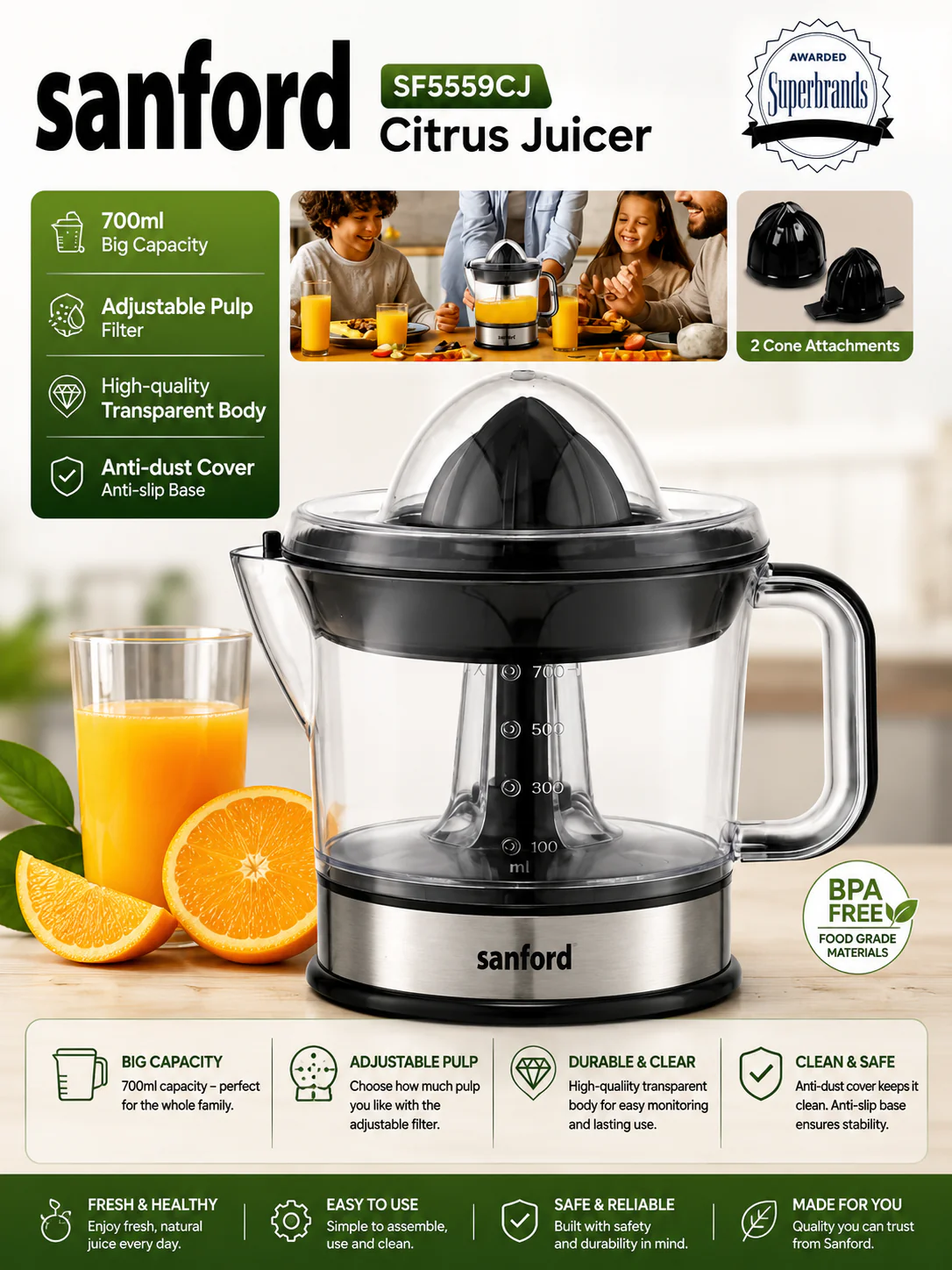 Adjustable Pulp Citrus Juicer