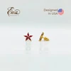 Red Flower Cubic Zirconia Gold